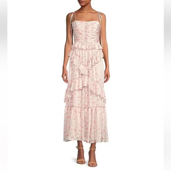 NWT ANTONIO MELANI Catalina Square Neck Crinkled Chiffon Sleeveless Maxi Dress - Picture 4 of 14